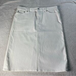 Lauren Ralph Lauren Black Label Midi Jean Skirt Women's SZ 8 White Denim